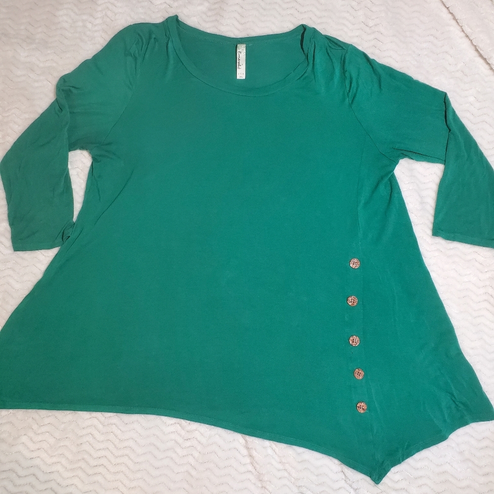 Emerald Brand Asymmetrical Green Top